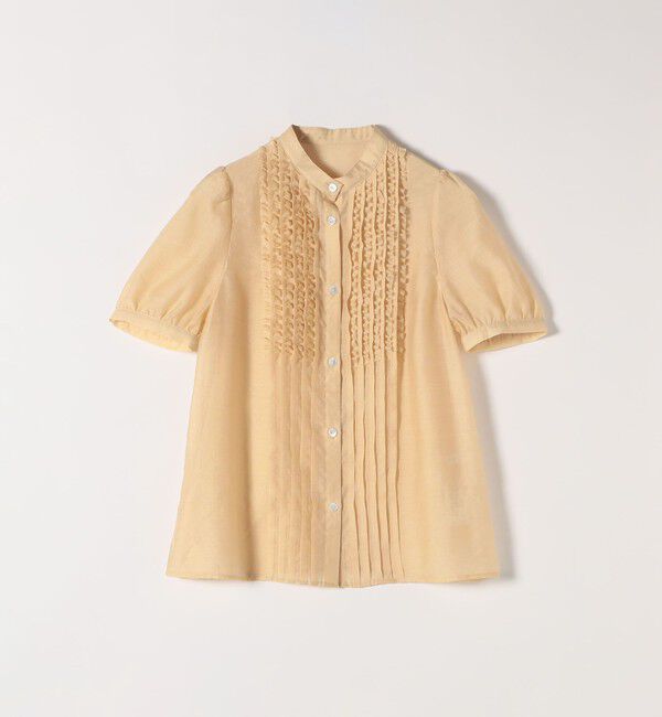 SHIPS any「《一部追加予約》SHIPS any:〈手洗い可能〉シアー フリル バンドカラー パフ シャツ ブラウス」|シャツ・ブラウス|