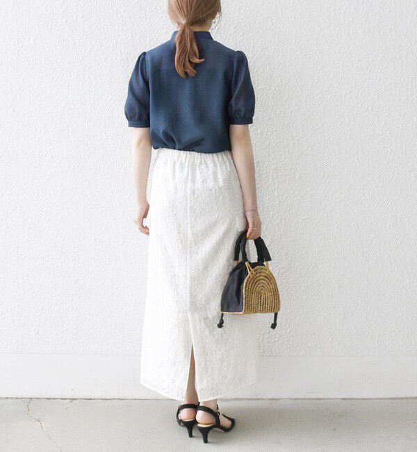 SHIPS any「《一部追加予約》SHIPS any:〈手洗い可能〉シアー フリル バンドカラー パフ シャツ ブラウス」|シャツ・ブラウス|