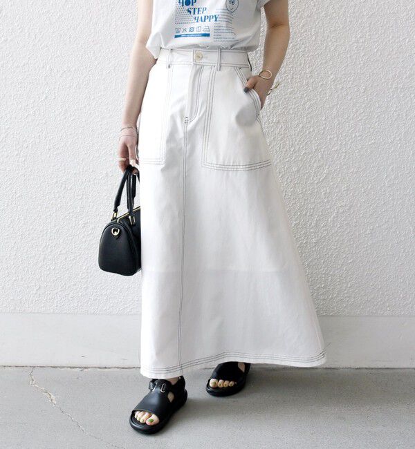 SHIPS any「SHIPS any:〈洗濯機可能〉オックス ステッチ フレア ロング スカート」|フレア|