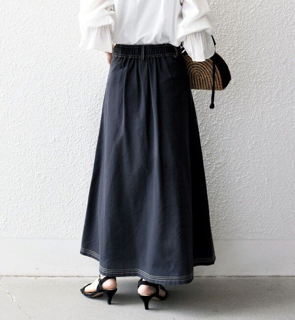 SHIPS any「SHIPS any:〈洗濯機可能〉オックス ステッチ フレア ロング スカート」|フレア|