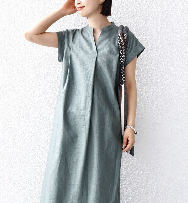 SHIPS for women「《予約》【WEB限定】〈手洗い可能〉リネン レーヨン コーティング ワンピース」|ワンピース|