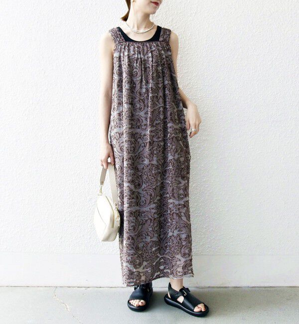 SHIPS any「SHIPS any:〈手洗い可能〉メッシュ ジャカード ギャザー Iライン ワンピース」|ワンピース|