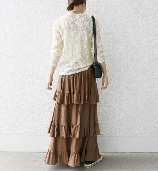 SHIPS any「SHIPS any:〈洗濯機可能〉ティアード ラッフル マキシ スカート」|スカート|