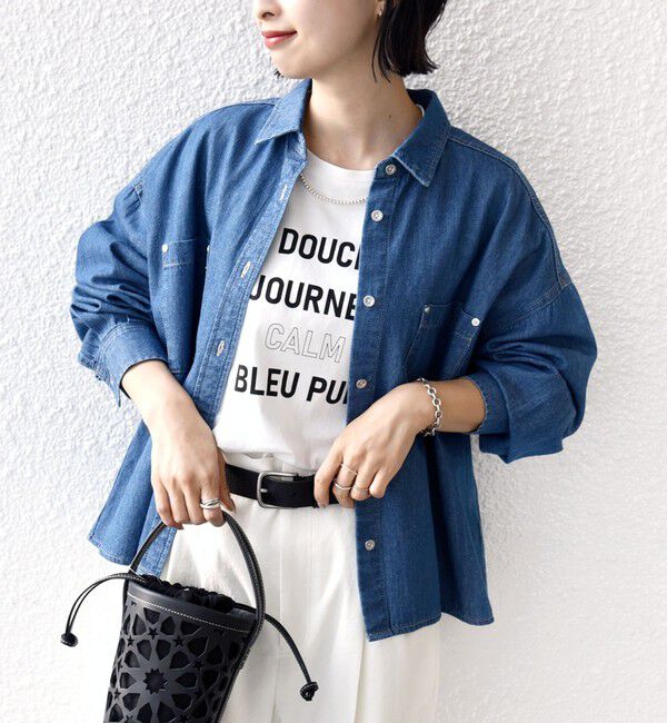 SHIPS for women「〈洗濯機可能〉ライトオンス デニム ショート シャツ」|シャツ・ブラウス|