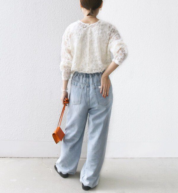 SHIPS for women「【WEB限定】〈手洗い可能〉チュール フェザー レース 羽織」|シャツ・ブラウス|