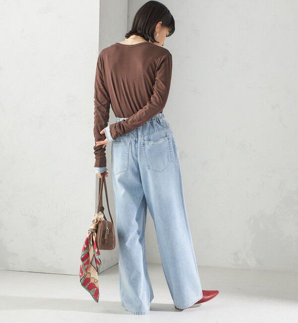 SHIPS for women「【SHIPS別注】miller: シアー ヘンリー ネック ロング スリーブ TEE」|Tシャツ・カットソー|