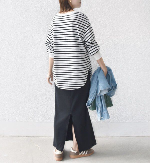 SHIPS for women「コットン 天竺 ラウンド ヘム 袖 リブ カットソー」|Tシャツ・カットソー|