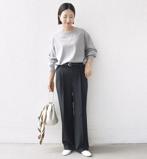 SHIPS for women「コットン 天竺 ラウンド ヘム 袖 リブ カットソー」|Tシャツ・カットソー|