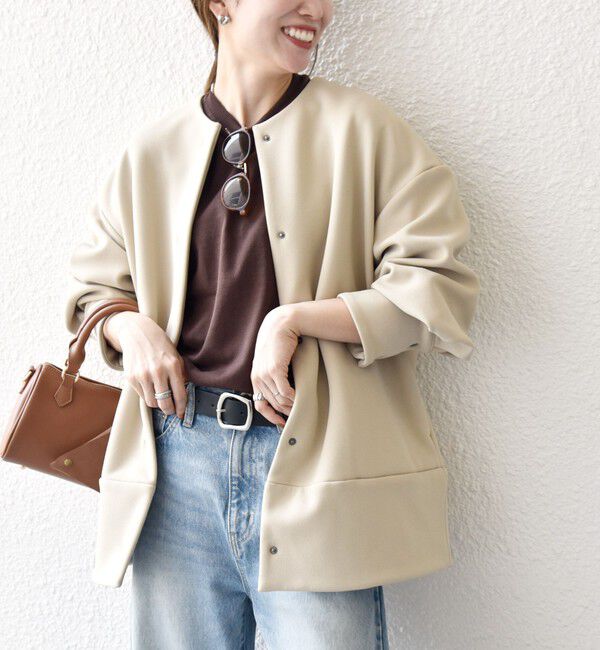 SHIPS any「【WEB限定】SHIPS any:〈洗濯機可能〉ダンボール コクーン ノーカラー コート」|ノーカラージャケット|