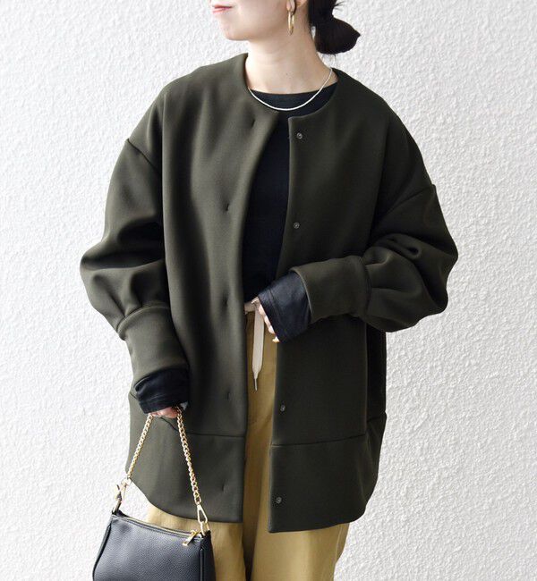 SHIPS any「【WEB限定】SHIPS any:〈洗濯機可能〉ダンボール コクーン ノーカラー コート」|ノーカラージャケット|