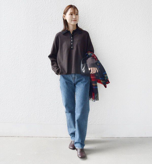 SHIPS for women「【WEB限定】〈手洗い可能〉サイド スリット ゴールド 釦 ポロ ニット」|ニット・セーター|