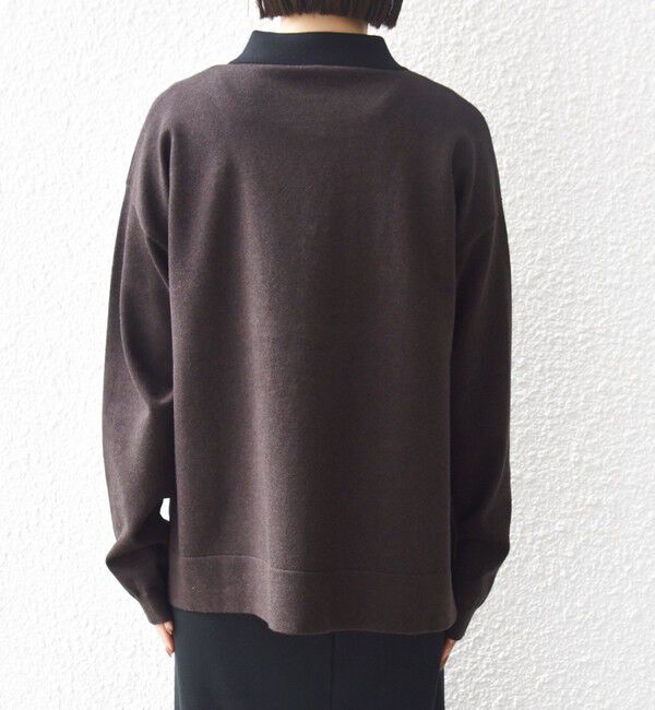 SHIPS for women「【WEB限定】〈手洗い可能〉サイド スリット ゴールド 釦 ポロ ニット」|ニット・セーター|