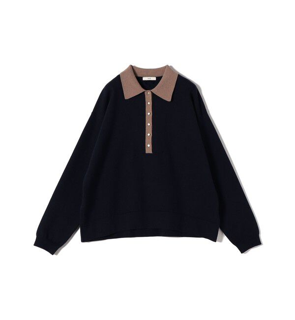 SHIPS for women「【WEB限定】〈手洗い可能〉サイド スリット ゴールド 釦 ポロ ニット」|ニット・セーター|
