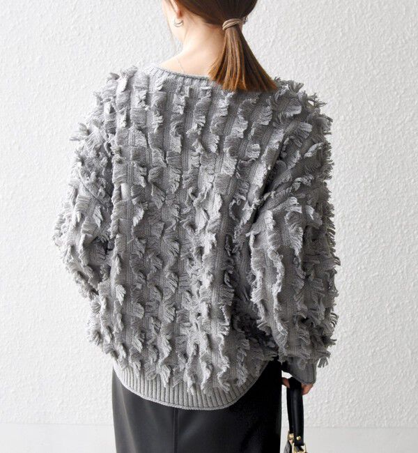 SHIPS any「SHIPS any:〈手洗い可能〉フリンジ デザイン ニット プルオーバー」|ニット・セーター|