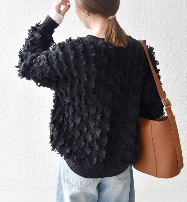 SHIPS any「SHIPS any:〈手洗い可能〉フリンジ デザイン ニット プルオーバー」|ニット・セーター|