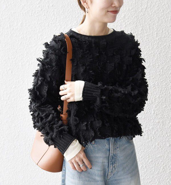 SHIPS any「SHIPS any:〈手洗い可能〉フリンジ デザイン ニット プルオーバー」|ニット・セーター|