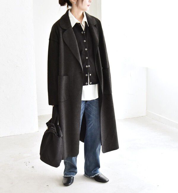 quaranciel「quaranciel: ダブル パイル ニット ロング チェスター コート」|チェスターコート|