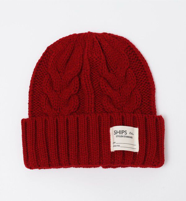 SHIPS Colors 「SHIPS Colors:〈手洗い可能〉ケーブル ニット キャップ」|ニット帽|レッド