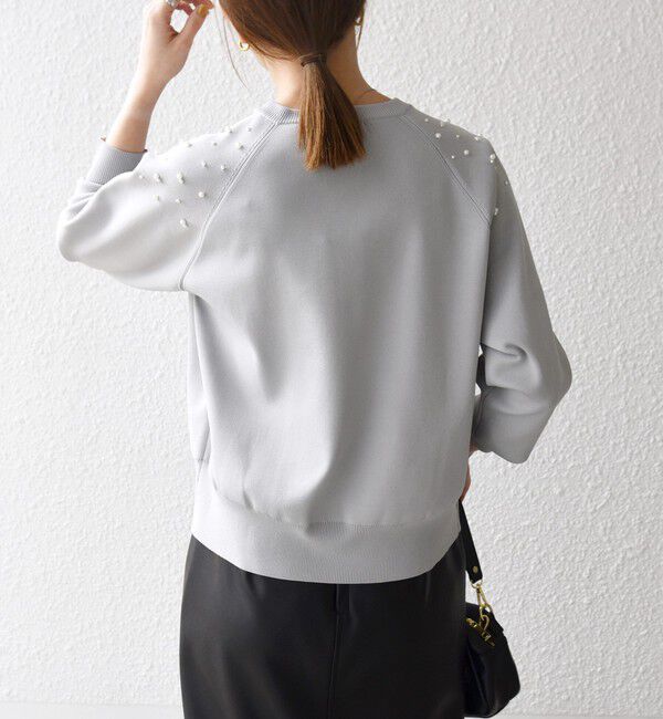 SHIPS any「SHIPS any:〈手洗い可能〉パールモチーフ ビジュー クルーネック ニット」|ニット・セーター|