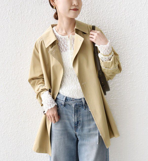 SHIPS for women「〈撥水加工〉バック ギャザー ドロスト ミディ丈 トレンチ コート」|トレンチコート|