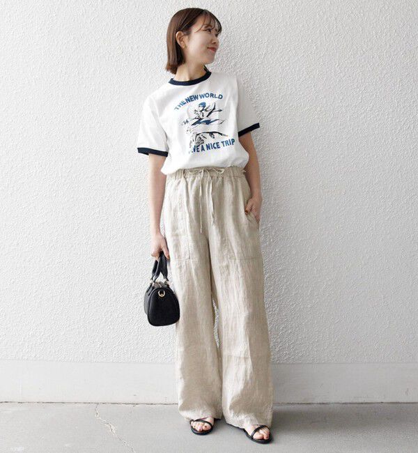 SHIPS any「【SHIPS any別注】THE KNiTS:〈洗濯機可能〉ロゴ プリント リンガー TEE」|Tシャツ・カットソー|