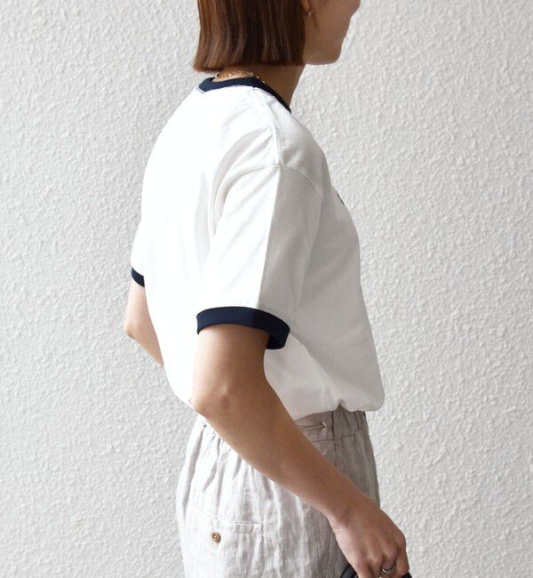 SHIPS any「【SHIPS any別注】THE KNiTS:〈洗濯機可能〉ロゴ プリント リンガー TEE」|Tシャツ・カットソー|