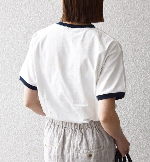 SHIPS any「【SHIPS any別注】THE KNiTS:〈洗濯機可能〉ロゴ プリント リンガー TEE」|Tシャツ・カットソー|