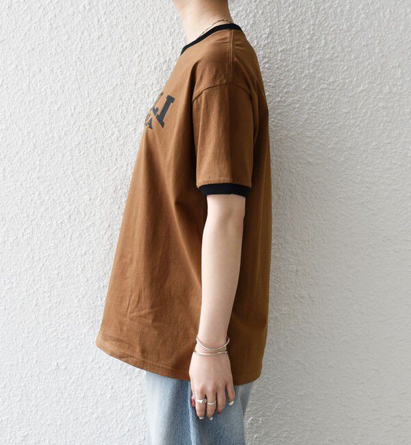 SHIPS any「【SHIPS any別注】THE KNiTS:〈洗濯機可能〉ロゴ プリント リンガー TEE」|Tシャツ・カットソー|