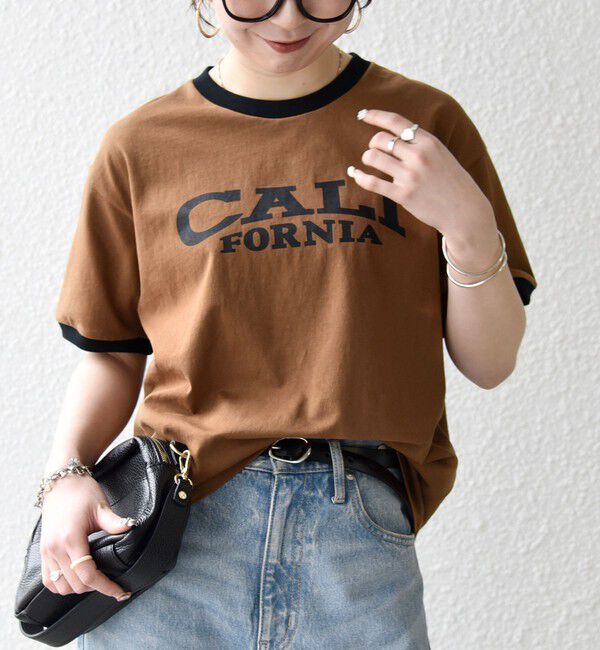 SHIPS any「【SHIPS any別注】THE KNiTS:〈洗濯機可能〉ロゴ プリント リンガー TEE」|Tシャツ・カットソー|