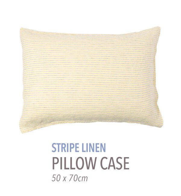 TOMORROWLAND HOME「ストライプリネン ピローケース（50cm &times; 70cm）」|その他|24 イエロー系