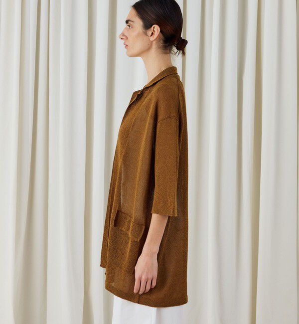 DES PRES「コットンシルクペーパーツイスト ラペルカラーカーディガン」|カーディガン|