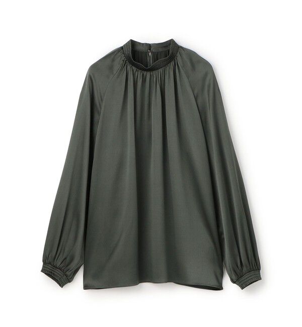 TOMORROWLAND collection「ウォッシャブルシルク シャーリングカラーブラウス」|シャツ・ブラウス|57 ダークグリーン