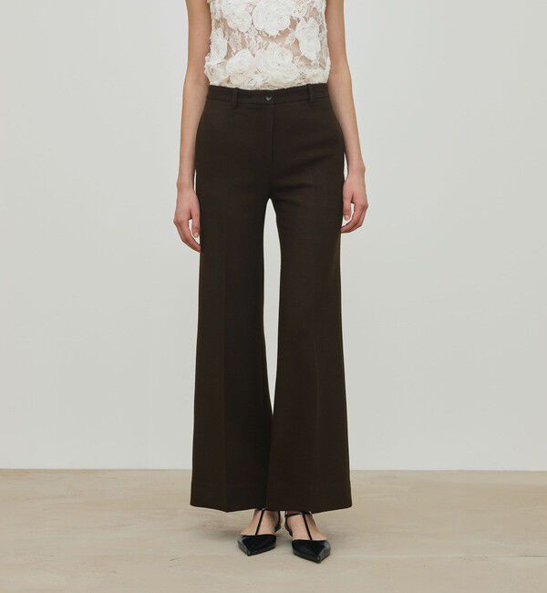 DES PRES「ナチュラルストレッチウール セミフレアパンツ」|スラックス|