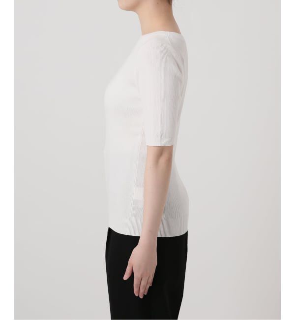 VERMEIL par iena「ランダムRIB ボートネック ハーフスリーブ プルオーバー」|ニット・セーター|