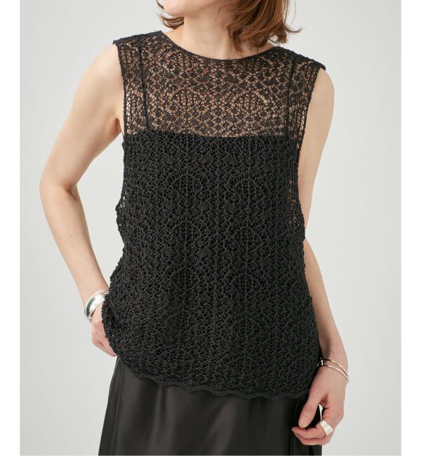 VERMEIL par iena「ENRICA エンリカ レース柄ニット KNIT225」|ニット・セーター|ブラック