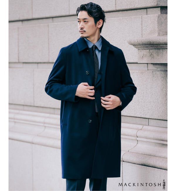 EDIFICE「MACKINTOSH(マッキントッシュ) 別注 DUNKELD/ダンケルド Loro Piana Fabric」|ステンカラーコート|ネイビー