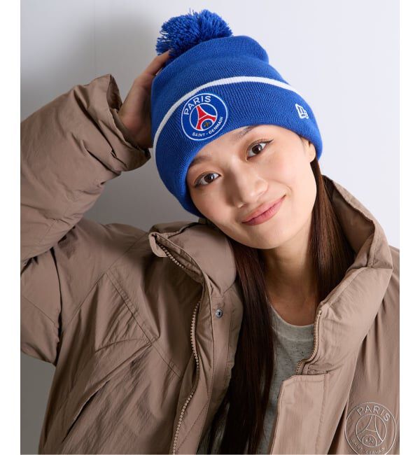 Paris Saint-Germain「【NEW ERA / ニューエラ】CORE CUFF POM BEANIE PSG 1492243 7」|ニット帽|ネイビー
