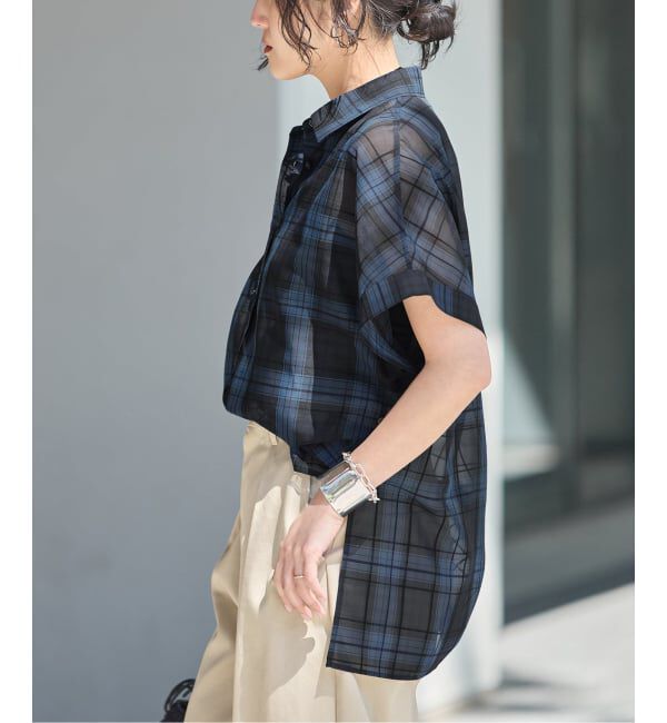 journal standard L'essage「《予約》シアーチェック/無地ツイストシャツ」|シャツ・ブラウス|