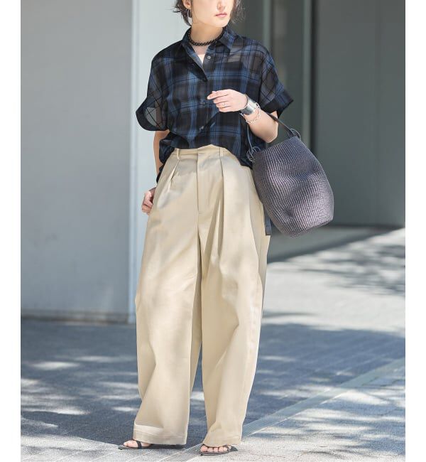 journal standard L'essage「《予約》シアーチェック/無地ツイストシャツ」|シャツ・ブラウス|