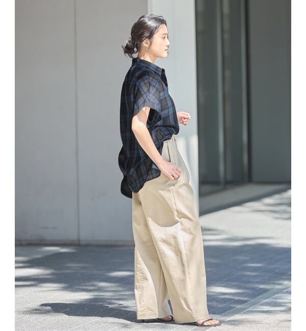 journal standard L'essage「《予約》シアーチェック/無地ツイストシャツ」|シャツ・ブラウス|