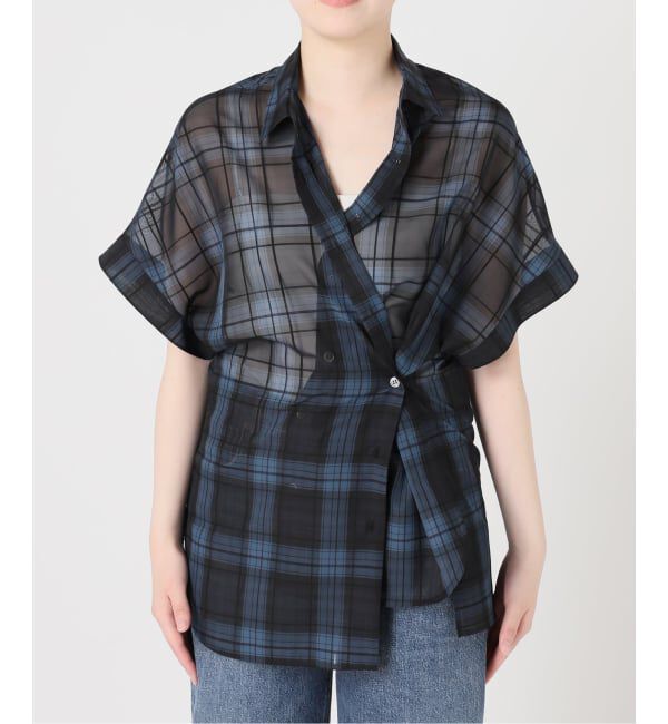 journal standard L'essage「《予約》シアーチェック/無地ツイストシャツ」|シャツ・ブラウス|