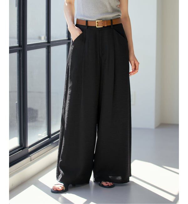 NOBLE「《セットアップ対応》ファジーリネンフラップフレアパンツ」|スラックス|ブラック