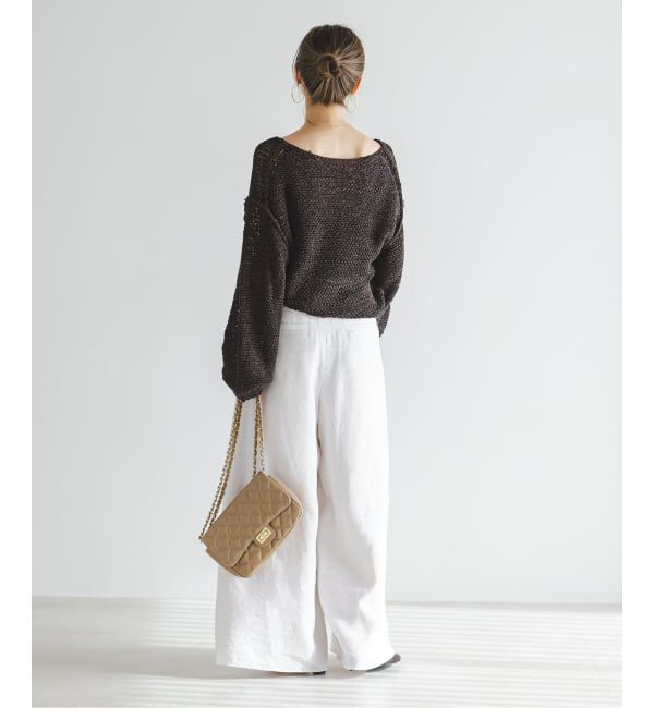 NOBLE「《セットアップ対応》ファジーリネンフラップフレアパンツ」|スラックス|