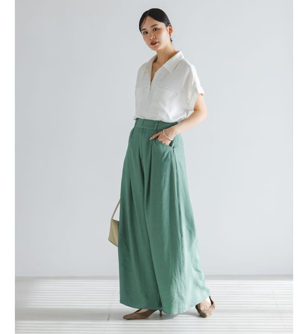 NOBLE「《セットアップ対応》ファジーリネンフラップフレアパンツ」|スラックス|