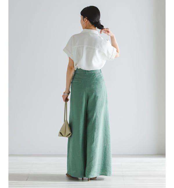 NOBLE「《セットアップ対応》ファジーリネンフラップフレアパンツ」|スラックス|