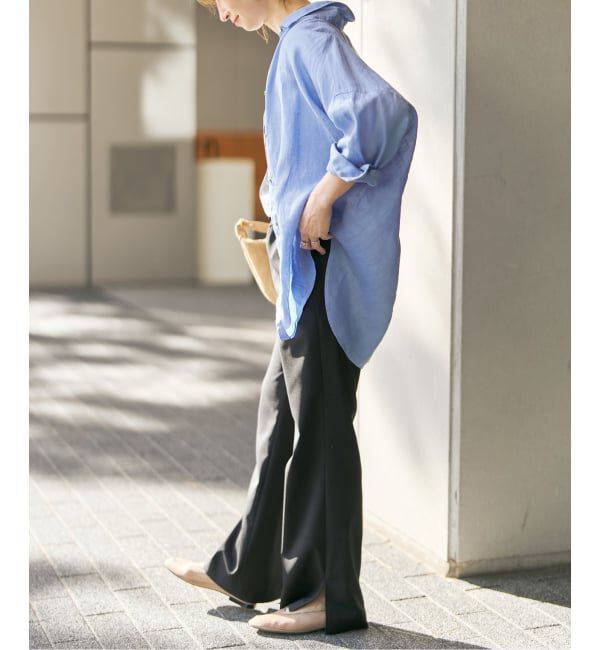 Spick and Span「《ゆったりサイズ》追加 80リネンカシュクール ビッグシャツ」|シャツ・ブラウス|