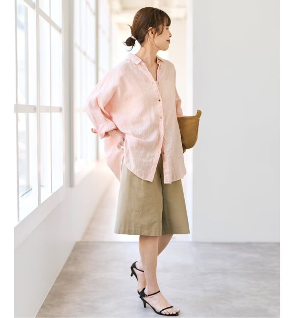 Spick and Span「《ゆったりサイズ》追加 80リネンカシュクール ビッグシャツ」|シャツ・ブラウス|