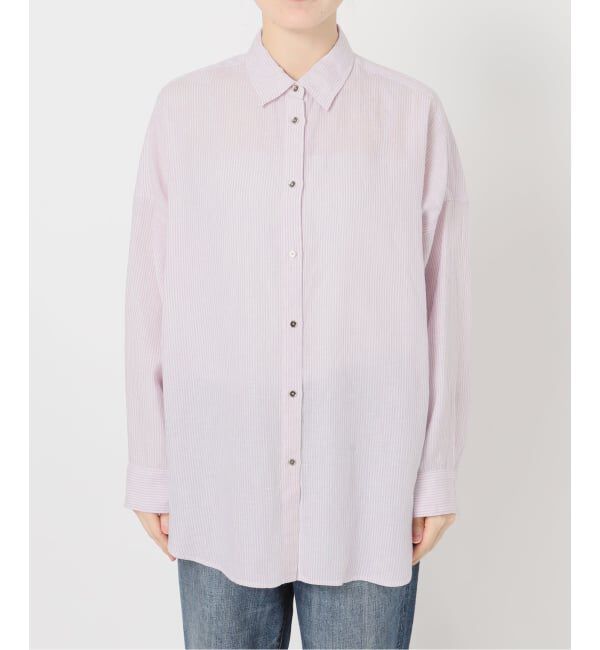 Spick and Span「《ゆったりサイズ》追加 80リネンカシュクール ビッグシャツ」|シャツ・ブラウス|