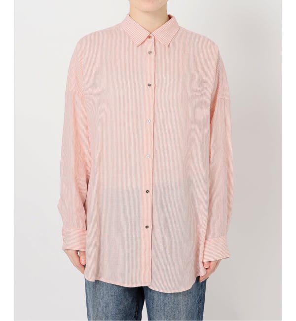 Spick and Span「《ゆったりサイズ》追加 80リネンカシュクール ビッグシャツ」|シャツ・ブラウス|