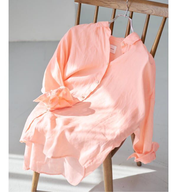 Spick and Span「《ゆったりサイズ》追加 80リネンカシュクール ビッグシャツ」|シャツ・ブラウス|ピンク B